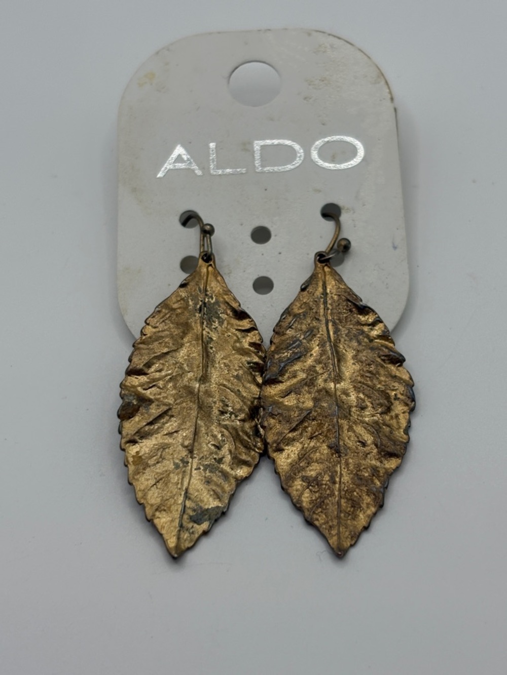 Vintage Aldo Gold Leaf Drop Earrings